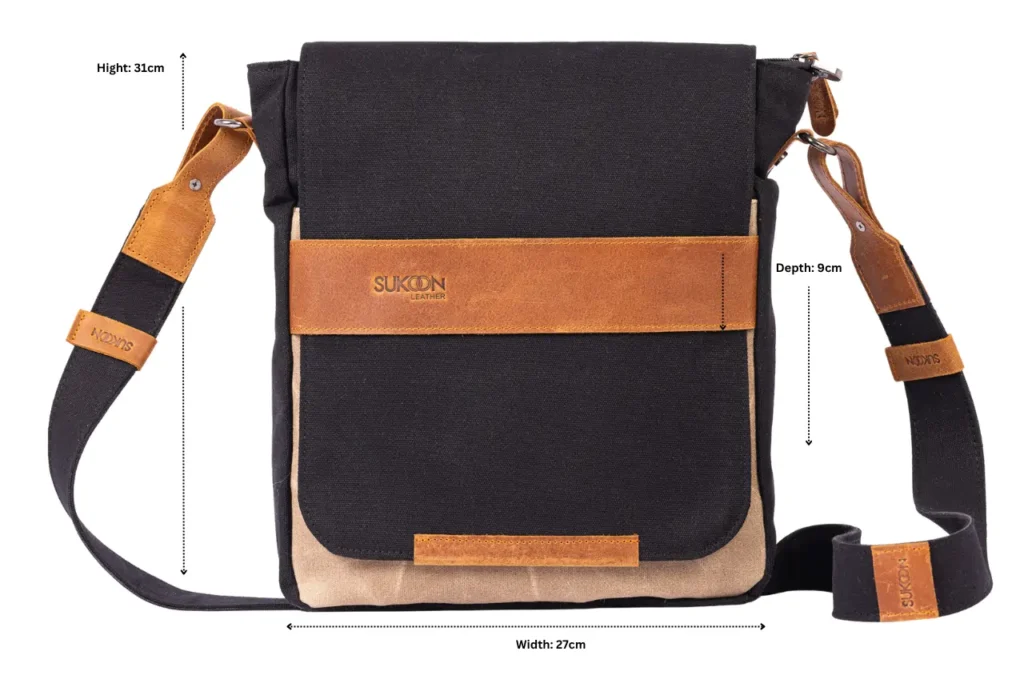 Charcoal Black & Caramel Diminutions Messenger