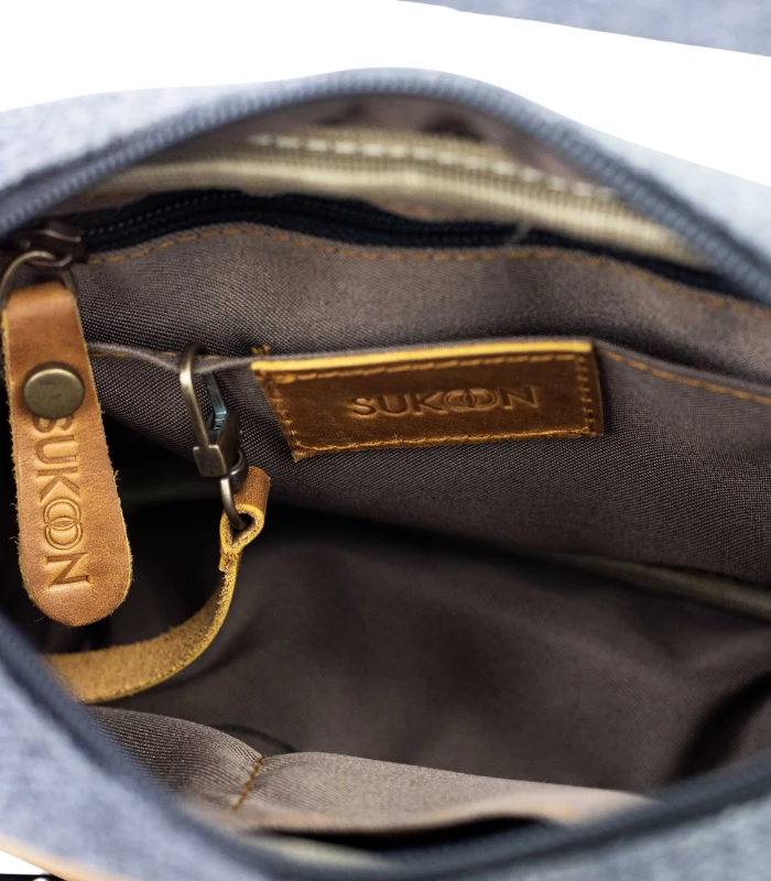 Interior of Midnight Nomad leather crossbody bag by Sukoon
