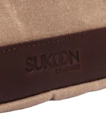 Sand Beige & Chocolate Leather Handbag - Image 4