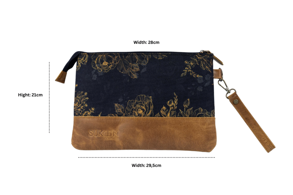Amber Clutch Dimintions Sukoon Leather