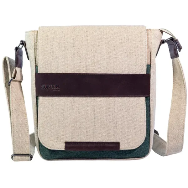 Beige & Brown Messenger Bag Sukoon Leather
