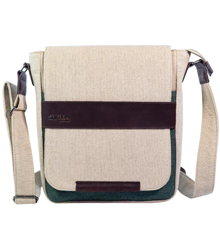 Beige & Brown Messenger Bag Sukoon Leather