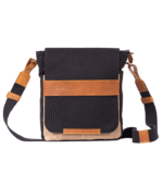 Charcoal Black & Caramel Leather Messenger Bag