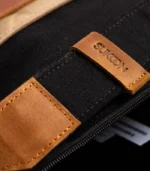 Charcoal Black & Caramel Leather Messenger Bag - Image 5