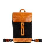 Charcoal Black & Caramel Leather Backpack