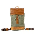 Olive Green & Tan Leather Backpack