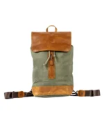 Olive Green & Tan Leather Backpack