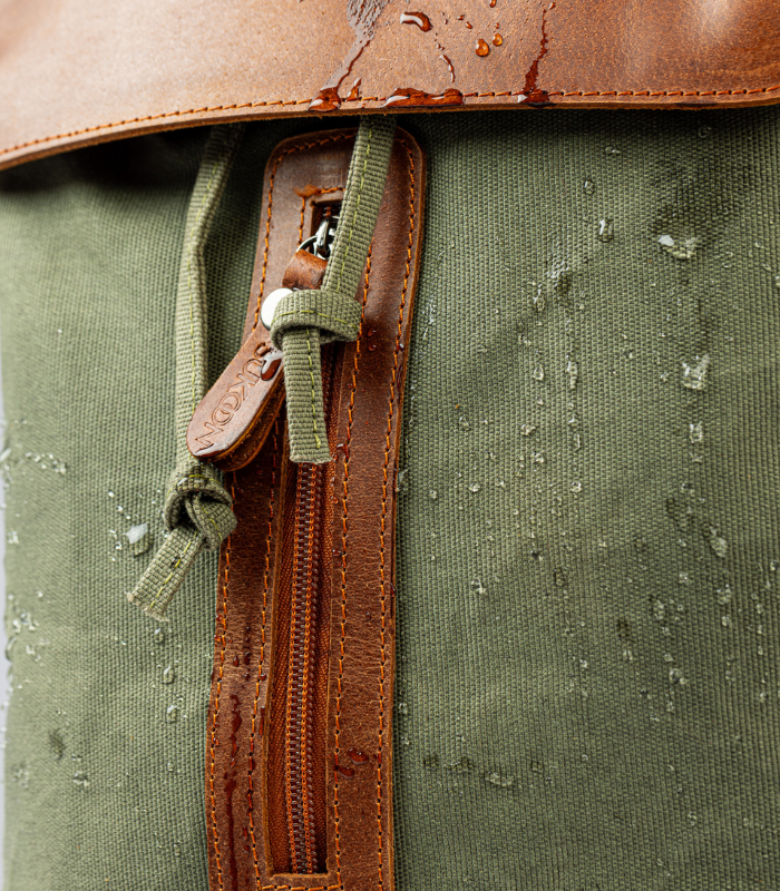 Olive Green & Tan Backpack front sukoon leather (1)