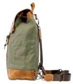 Olive Green & Tan Leather Backpack - Image 5