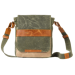 Olive Green & Tan Leather Messenger Bag