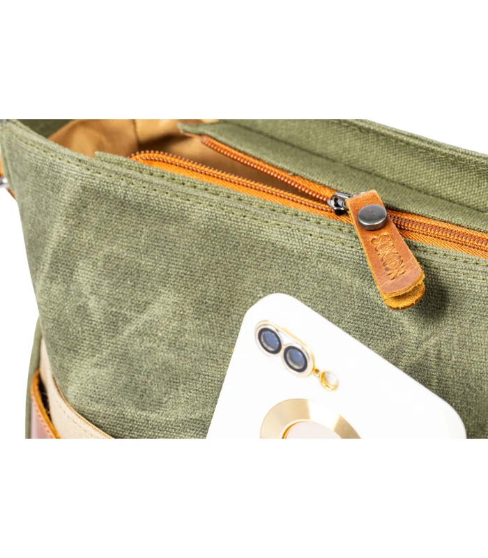 Olive Green & Tan Leather Messenger Bag (4)