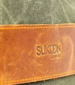 Olive Green & Tan Leather Messenger Bag - Image 4