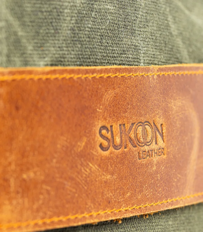 Olive Green & Tan Leather Messenger Bag (5)