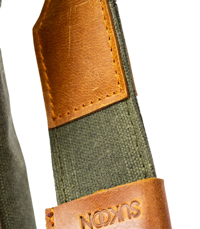 Olive Green & Tan Leather Messenger Bag (7)