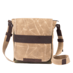 Sand Beige & Chocolate Leather Messenger Bag