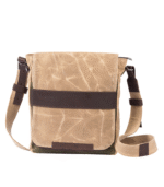 Sand Beige & Chocolate Leather Messenger Bag
