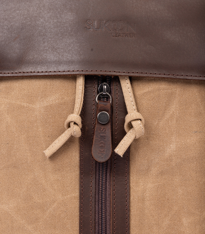 Sand Beige & Chocolate Leather Backpack (7)