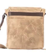 Sand Beige & Chocolate Leather Messenger Bag - Image 5