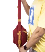 Back view of Crimson Nomad leather crossbody bag