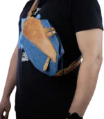 Ocean Drifter leather crossbody bag by Sukoon worn chest