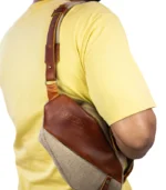 Sahara Classic leather crossbody bag by Sukoon worn back