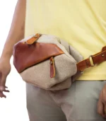 Sahara Classic leather crossbody bag by Sukoon worn waist