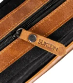 Charcoal Black & Caramel Leather Handbag - Image 4