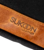 Charcoal Black & Caramel Leather Handbag - Image 5