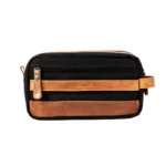 Charcoal Black & Caramel Leather Handbag