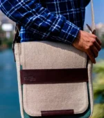 Beige & Brown Messenger Bag - Image 2