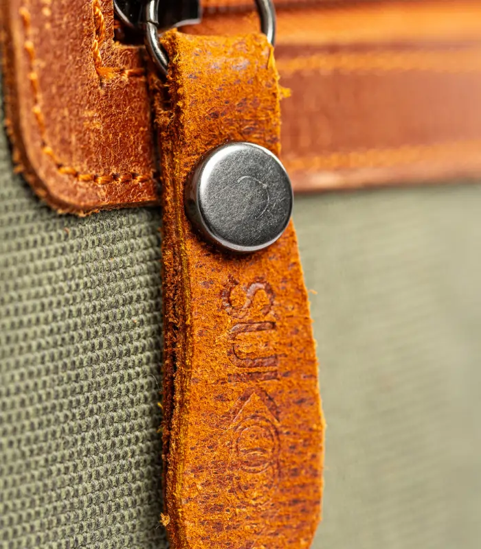 Olive Green & Tan Leather Backpack Bag (5)