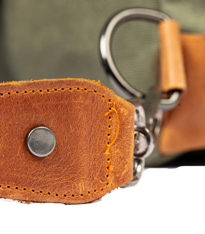 Olive Green & Tan Leather Backpack Bag