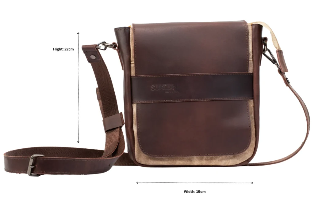 Sahara Earth Small Messenger Dimension Sukoon Leather