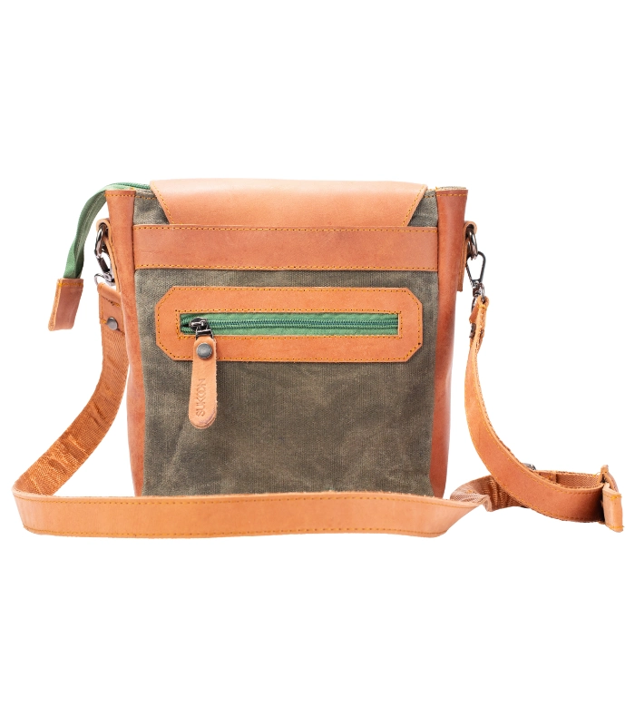 Sunset Olive Small Messenger Back Sukoon Leather