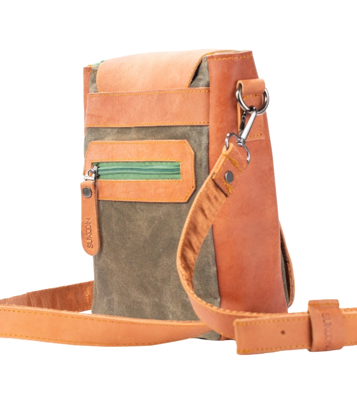 Sunset Olive Small Messenger Sukoon Leather (8)