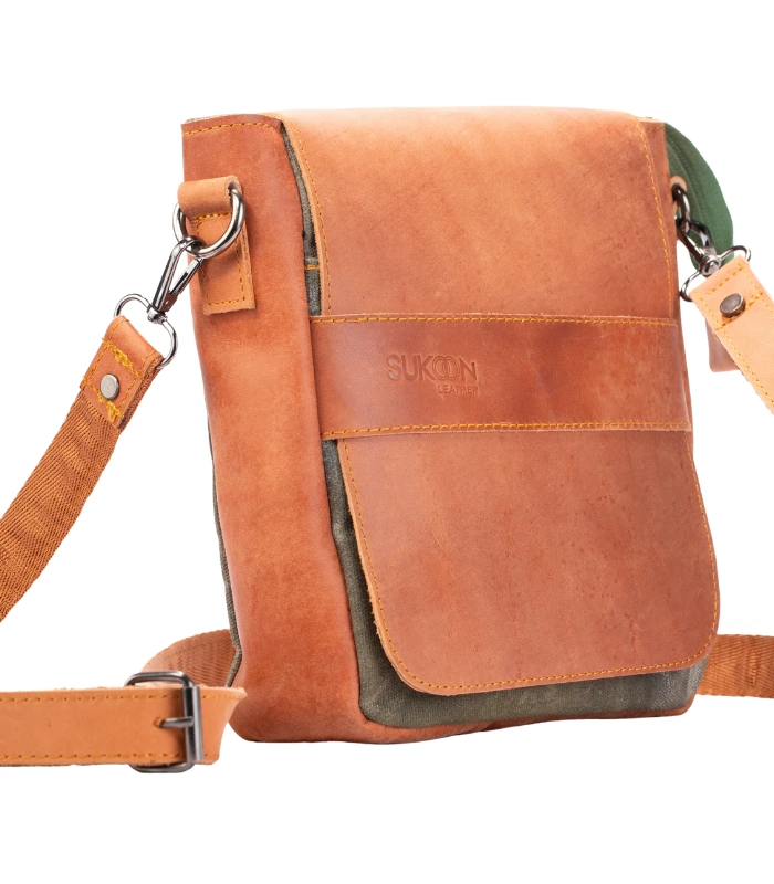 Sunset Olive Small Messenger Sukoon Leather (9)